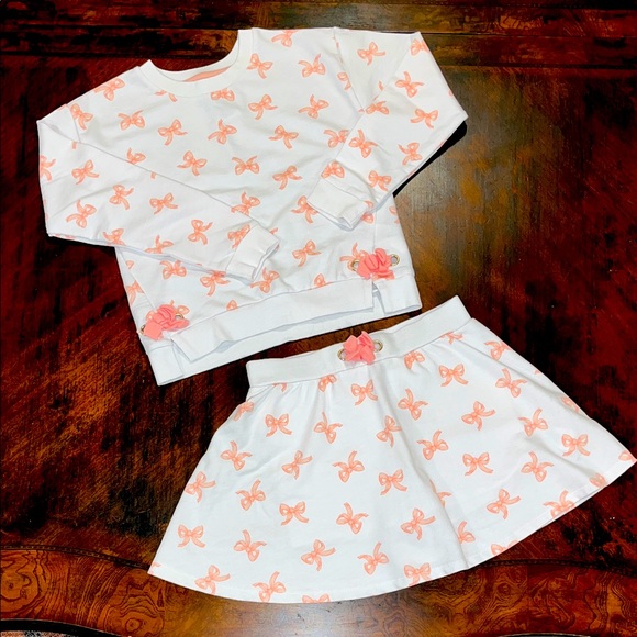 Rachel Zoe White and Pink bow themed cozy set. New never worn no tag Girls 7/8. - Picture 1 of 4